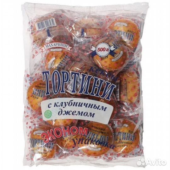 Кексы Тортини с Клубничным джемом 500 г