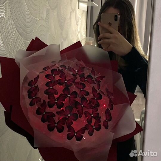 Светящийся букет из бабочек, подарок