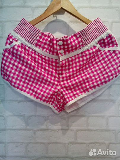 Шорты бело -розовые в клеточку