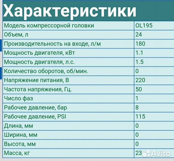Компрессор impact air 24л 1.5hp