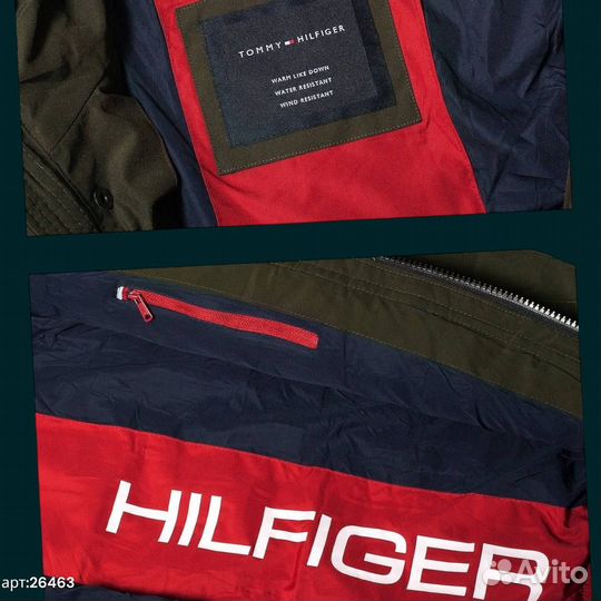 Зимняя куртка tommy hilfiger хаки стильная 40(XXS)