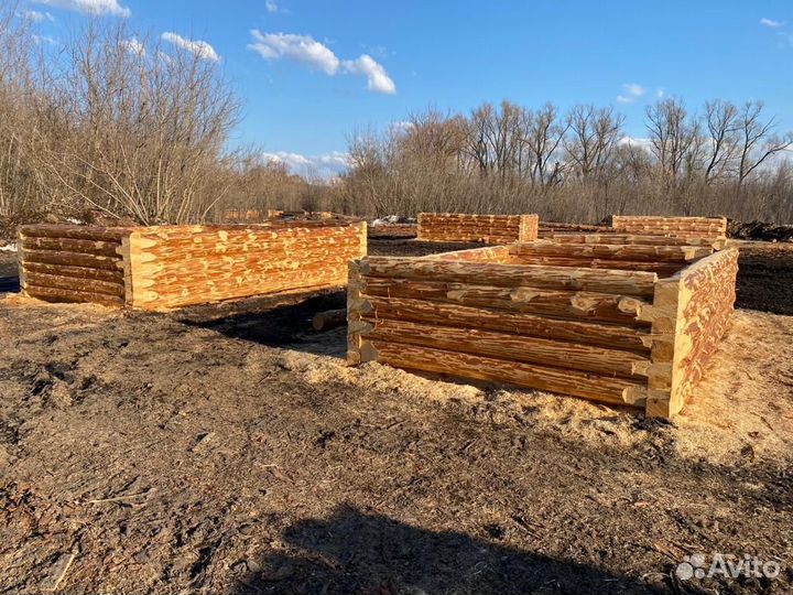 Срубы из зимнего леса баня