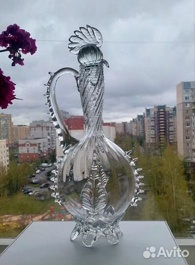 Кувшин Петух. Ваза. Цветное стекло. СССР