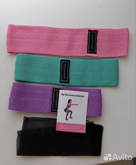 Резинки для фитнеса и спорта тканевые, 3штуки