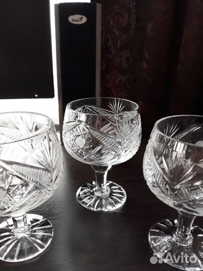 Бокалы объемные хрустальные - 5 шт. СССР
