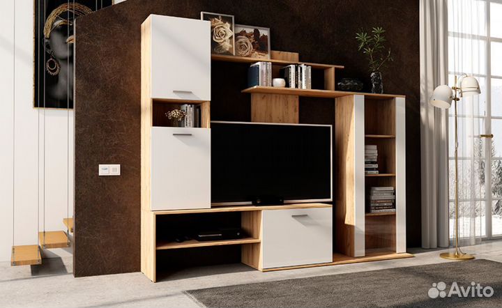 Данко гостиная дуб вотан/белый глянец