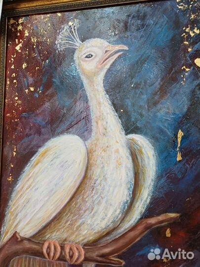 Картина интерьерная масло павлин