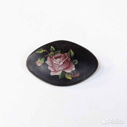 Старинная брошь с живописью на серебре, Германия