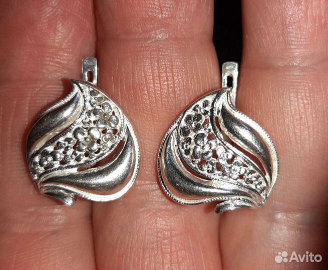 Серебряные серьги 875/925 Винтаж СССР