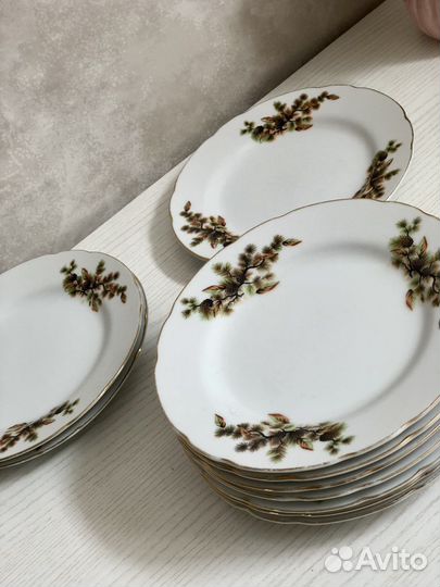 Тарелки япония кедровые шишки СССР