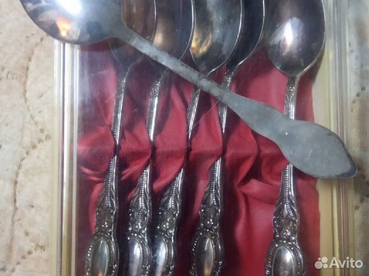 Ложки чайные мельхиор, чай и кружка