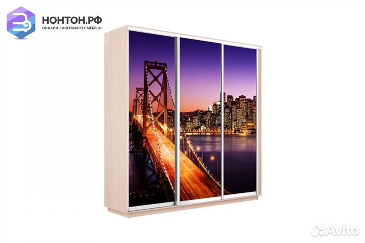 Шкаф-купе 3-х дверный Нонтон фото №1007 / дуб моло