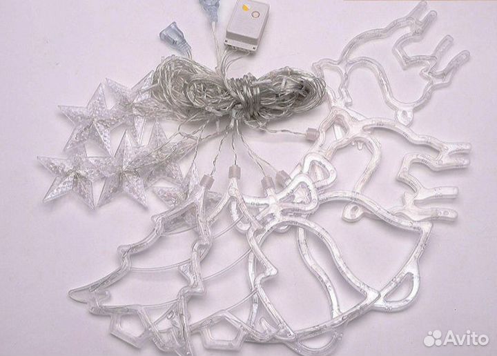 Новогодняя гирлянда штора занавес фигурки