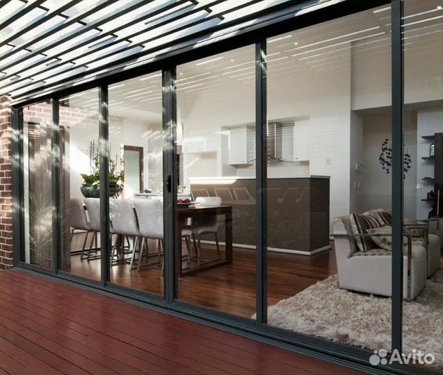 Алюминиевые раздвижные двери для беседки