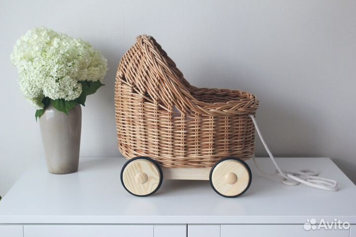Плетеная коляска люлька подарок девочке