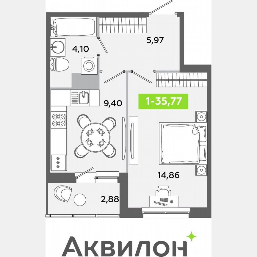 1-к. квартира, 35,8 м², 7/12 эт.