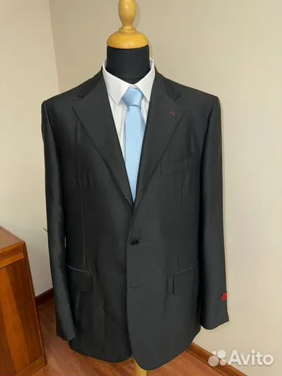 Костюм Isaia, размер 52L, 60% шерсть, 40% шелк