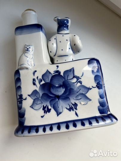 Штоф Гжель мужик на печке