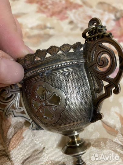 Старинная лампада серебро