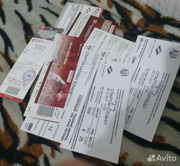 Билеты с матчей команды Спартак