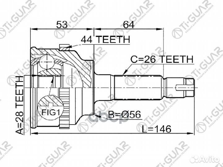 ШРУС TG-6834Z44 / MA-034A44 * Ti-Guar28*56*26