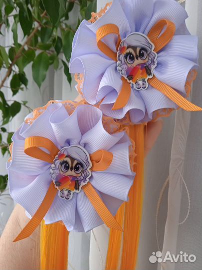 Бантики с прядками(ручной работы)