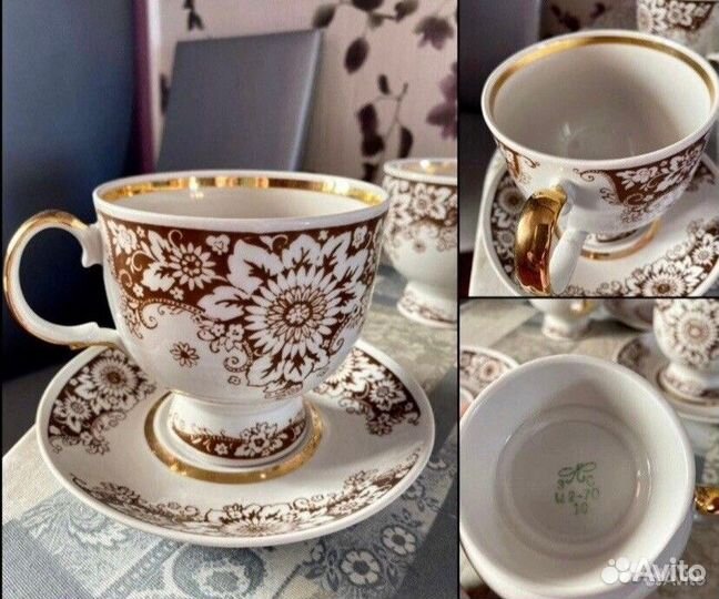 Чайная пара СССР Фарфор Дулево Лфз Вербилки