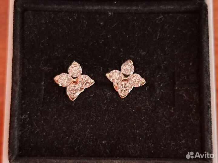 Золотые серьги с бриллиантами 0.80 ct