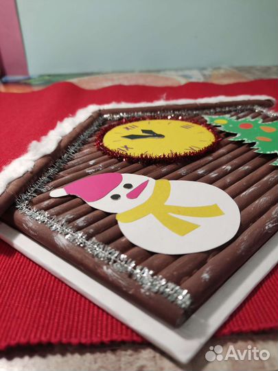 Новогодняя поделка в садик. домик часы