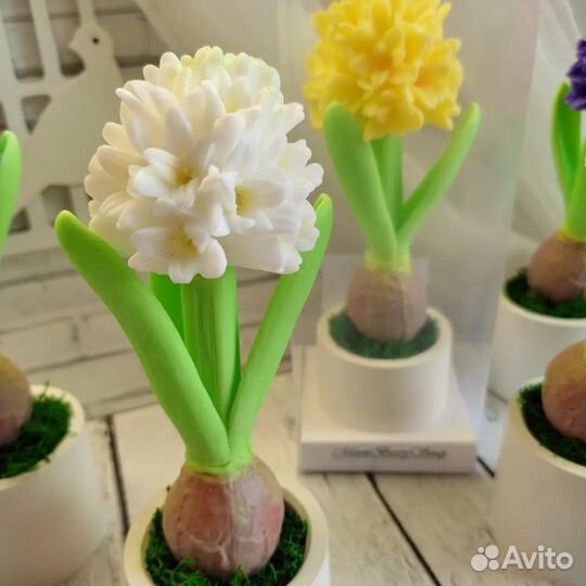 Гиацинт из мыла в подарочной коробке