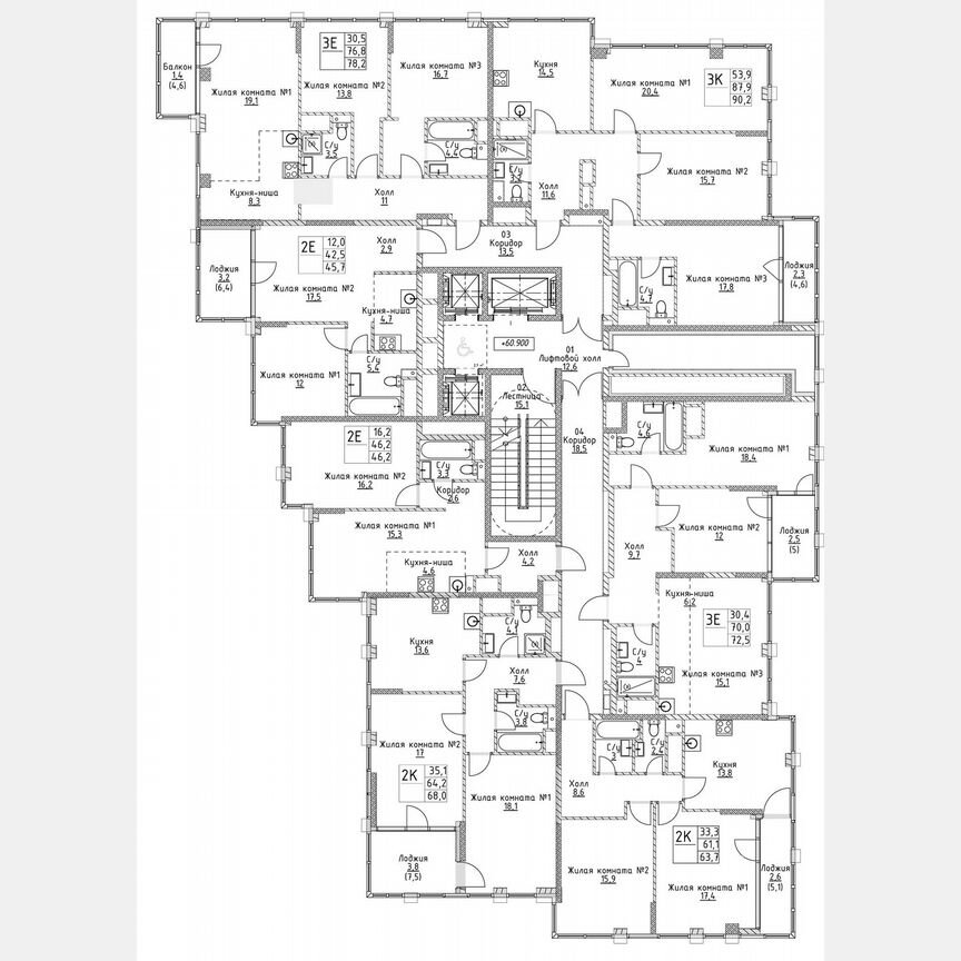 2-к. квартира, 76,8 м², 17/19 эт.