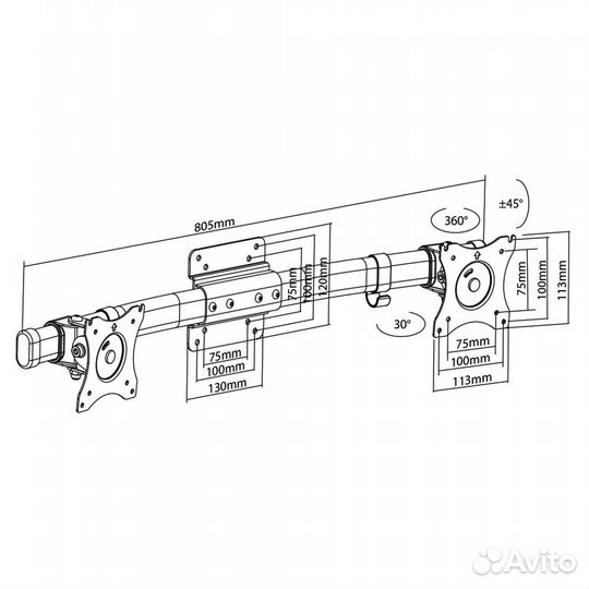 Адаптер для двух мониторов и тв от 13