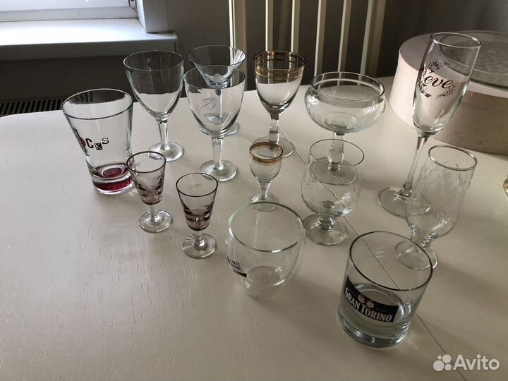 Бокалы фужеры рюмки