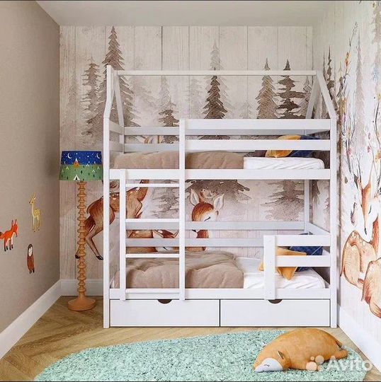 Двухъярусная кровать домик 180х80