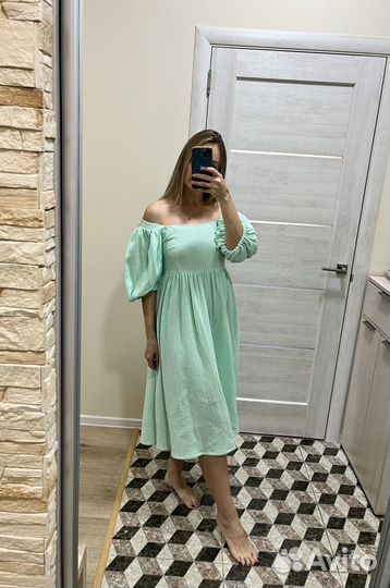 Новое муслиновое летнее платье сарафан 44