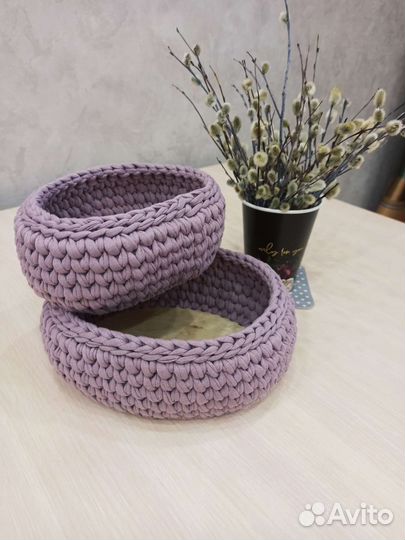 Интерьерная вязаная корзина 1 шт