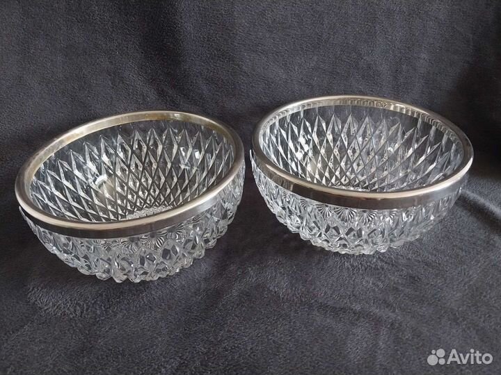 Огромные хрустальные вазы СССР 19х11см цена за две