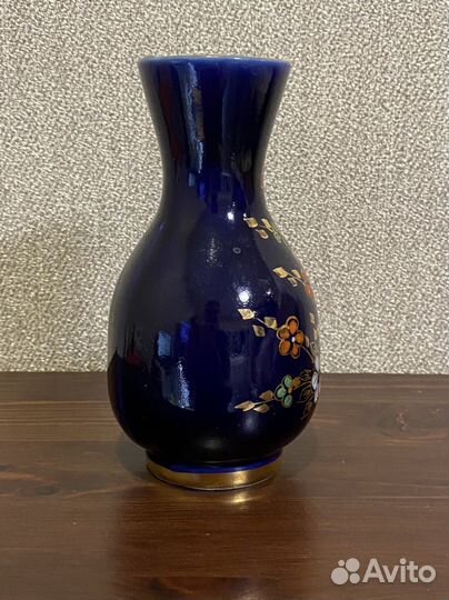 Ваза СССР для цветов кобальт позолота