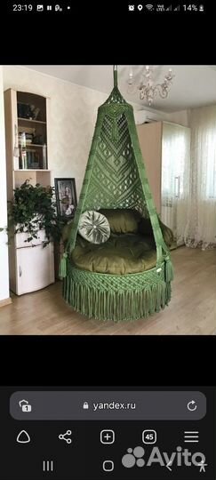 Подвесное кресло шатер в стиле макраме