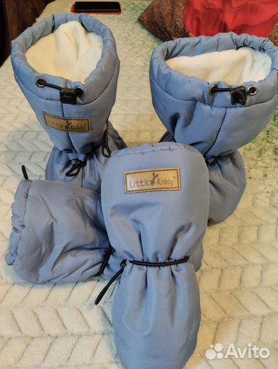 Утепленные пинетки и рукавицы для малышей