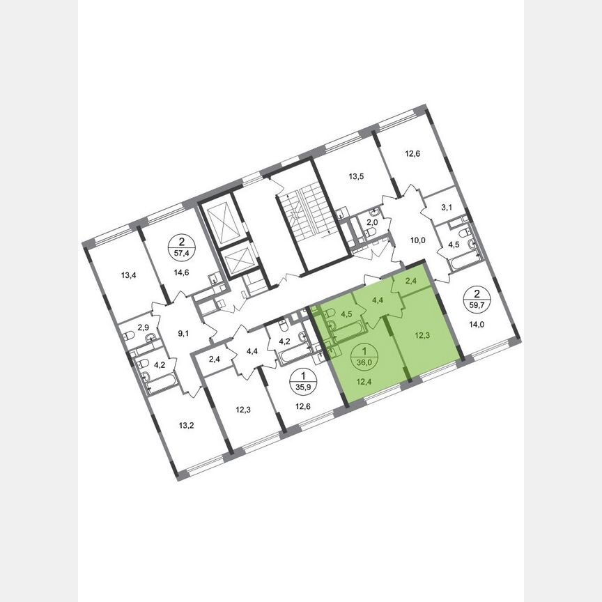 1-к. квартира, 36 м², 4/17 эт.