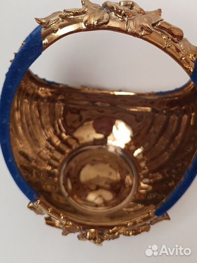 Ваза для конфет синяя с покрытием под золото