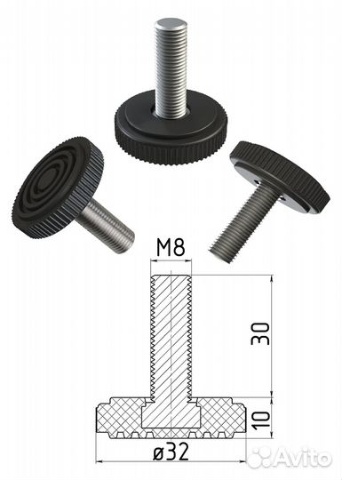 Ножка опора для стола 825 40х20 металлическая регулируемая белая барная Лофт