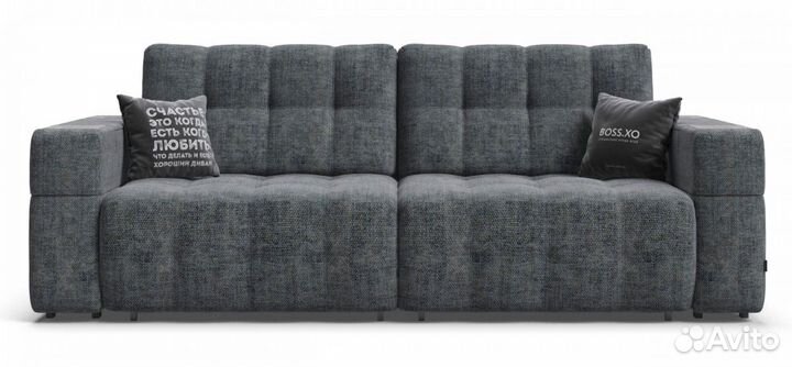 Диван boss.XO шенилл IQ серый / wood Rock