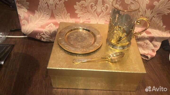 Златоуст.Новый набор для чая. Золото, хрусталь, ла