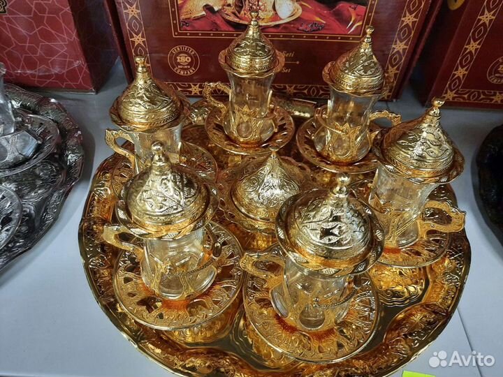 Стаканы армуды 6 шт на подносе