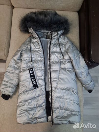 Зимнее пальто для девочки (рост 128-134)