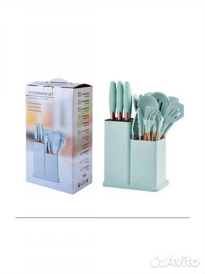 Кухонный набор 19 в 1(ножи, доска, поварежки)новые