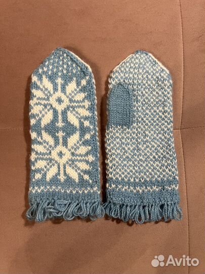 Варежки женские теплые вязаные. Ручная работа