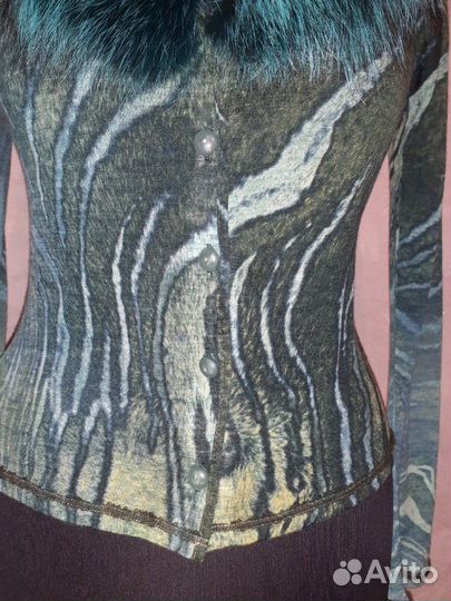 Шикарный кардиган Roberto Cavalli с мехом лисы